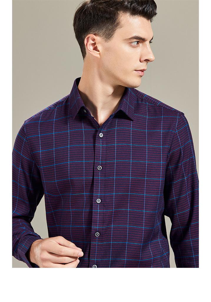 [Color Woven Plaid&wool Containing] Spring and Autumn Long Sleeved Shirt for Men, Comfortable, Breathable, Easy To Maintain, Business Casual Shirt
