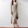 Women Sweater Dress 100% Wool TIDENOVEL U-neck Knit Long Pullover Winter Jumpers Wool Long Dress Female