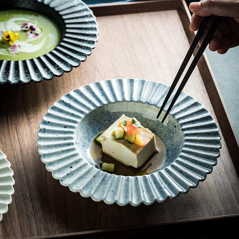 Japanese-Style Ceramic Deep Plates Restaurant Vintage Western-Style Round Soup Dessert Plate