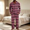 Men's Striped Pajama Set with Button Down Shirt and Pants - Loose Fit Casual Two Piece Sleepwear