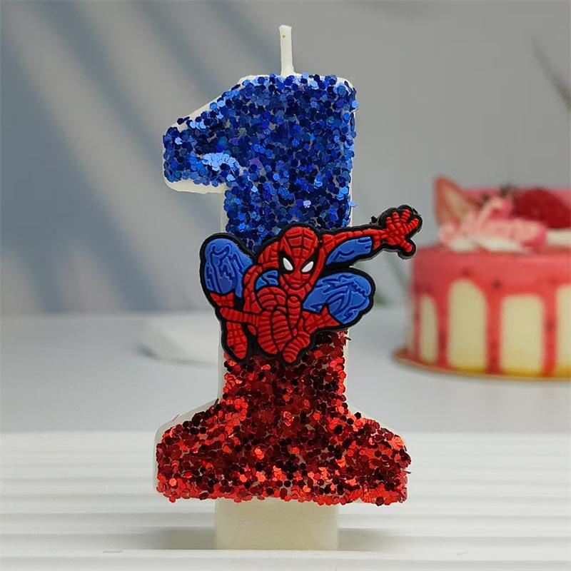 Creative Design Spider-Man Digital Birthday Candle Cake Party Decoration Handmade Cool Doll Birthday Candle