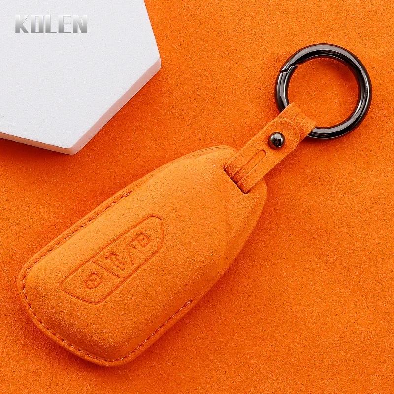 Leather Car Remote Key Case Cover Shell For Vw Volkswagen Golf 8 Skoda Octavia A8 Seat Leon Mk4 Key Protective Holder