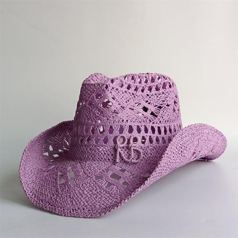Yellow Western Cowboy Straw Hat Letter Straw Hats For Women Men Summer Outdoor Holidays Beach Sun Hat For Women Sombrero