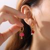 Simple sweet wind cute DIY pepper strawberry pendant earrings stainless steel gold-plated daily jewelry women