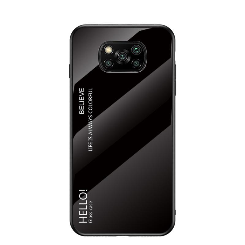 

Чехол PocoX3 с градиентом из закаленного стекла для Xiaomi POCO X3 NFC F2 F3 F4 GT Xiomi Pocophone X4 X5 Pro 5G, чехлы для телефонов POCO X3 чёрный