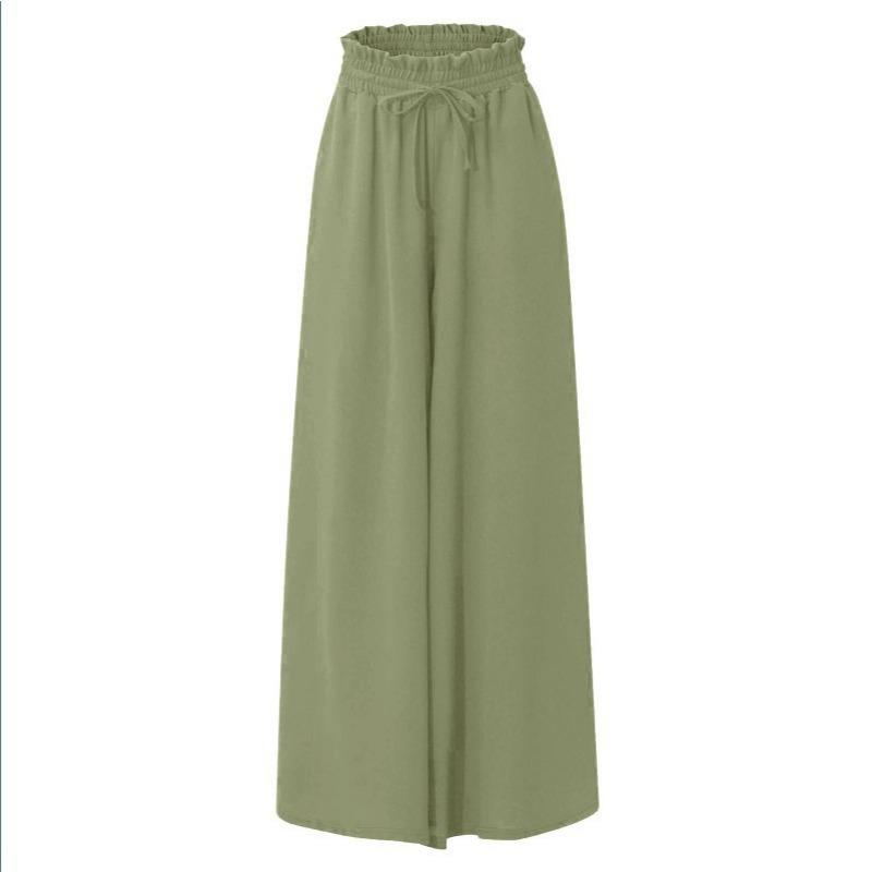 New Summer Women's Wide-leg Trousers Elastic Belt Wide-leg High-waist Long Skirt Pants Women