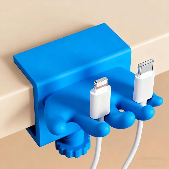 Data Cable Storage Clip Cord Organizer Holder with Adjustable Desk Clamp Cable Management Wire Holder for Home Office Desk Use
