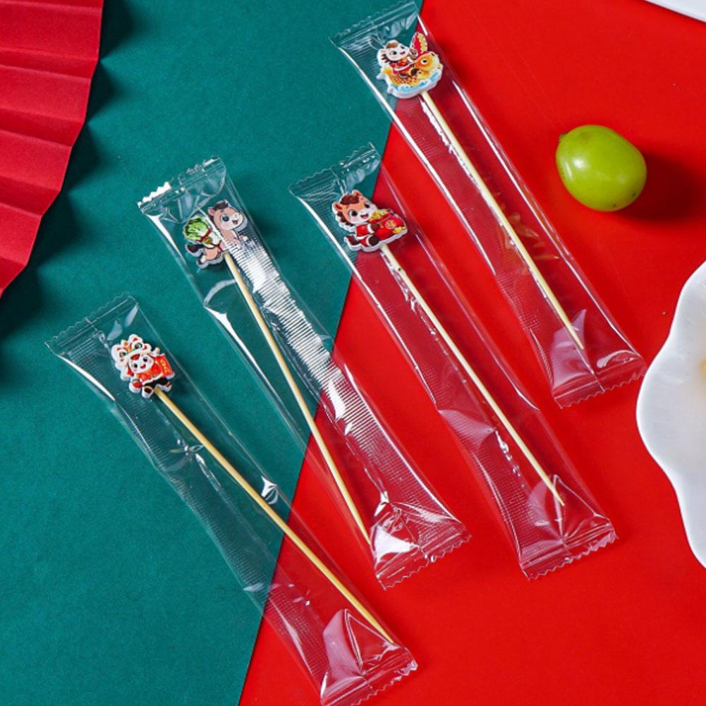 100Pcs Christmas Fruit Skewer Toothpick Xmas Tree Snowflake Santa Disposable Cake Food Cocktail Picks Sticks New Year Decor