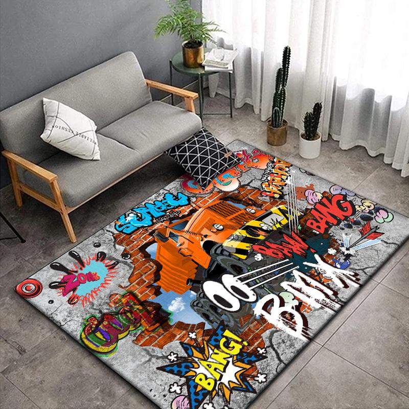 3D Vintage Car Area Rug Large,Carpet Rug for Living Room Bedroom Sofa Decoration,Doormat Kitchen Non-slip Floor Mat Picnic  Camp