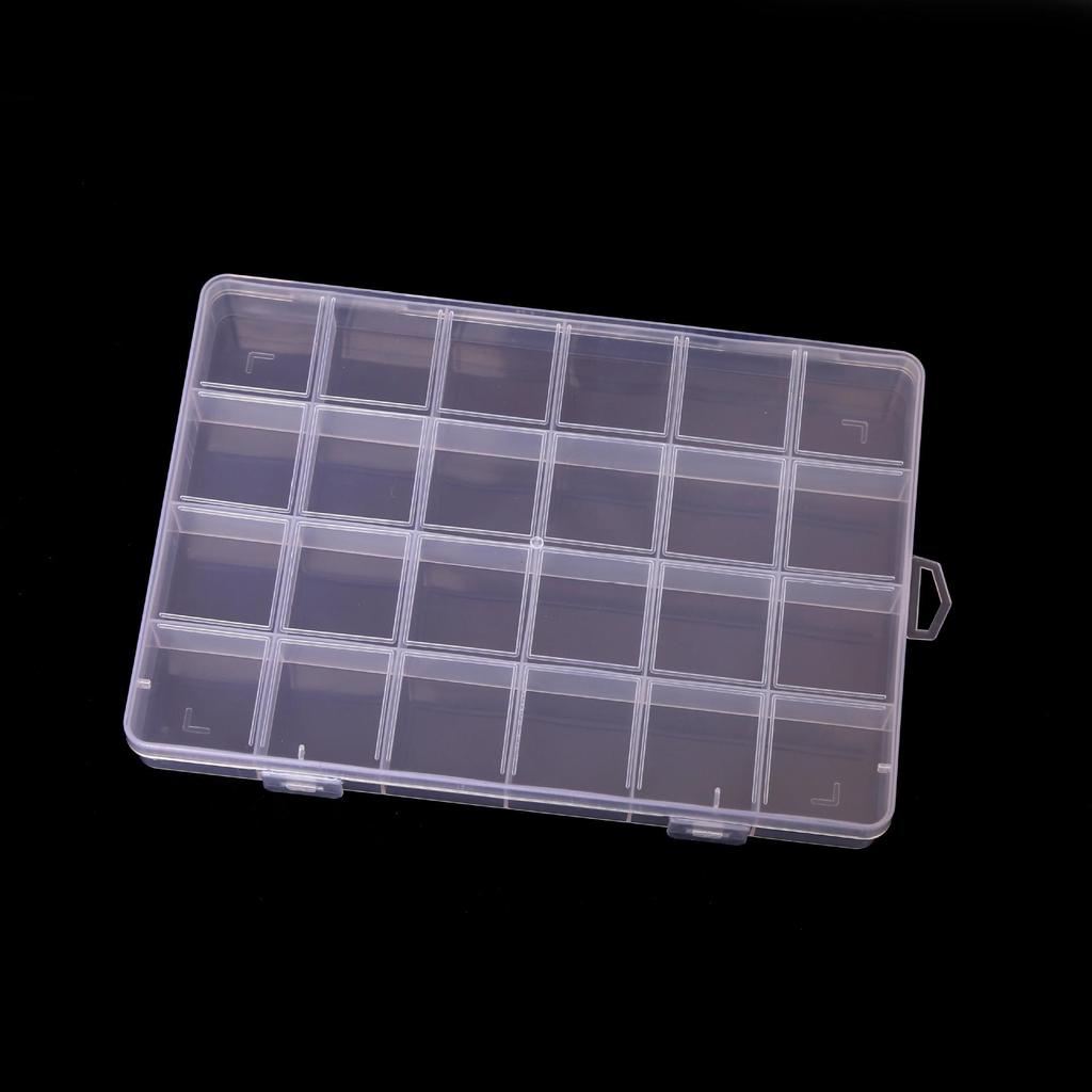 Aufbewahrungsbox aus transparentem Kunststoff mit 24 Fächern für Nailart, Strasssteine, Perlen und Schmuckzubehör