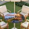 Outdoor Round Table Cover With Nature Print Waterproof Elastic Hem Patio Garden Deck