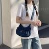 Borsa a tracolla in denim da donna, alla moda, per tutti i giorni, con tasca frontale, stile casual, borsa a mano