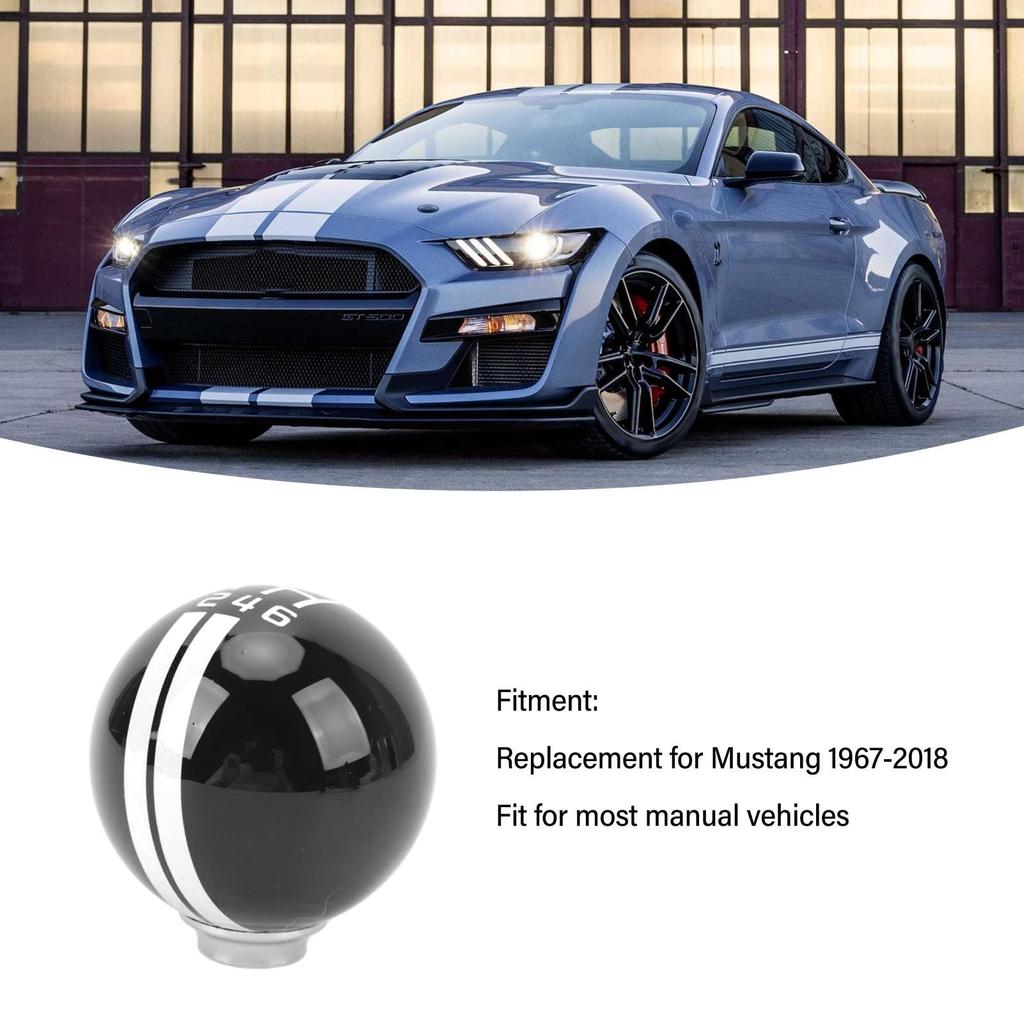 Racing Car Shift Shelby GT500 Round Ball Shift Knob 3 Fits Most Manual 6-Speed Knob, Style, (with Adapters), Cars, Black/White