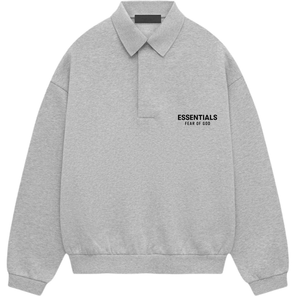 Fear of God Polo Essentials Fleece Cinza Claro Mesclado Masculino Tops 192HO244398F
