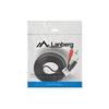 Lanberg Env.-mjrc 10cc 0025 -BK 2 X RCA Vers Jack Mâle Câble Audio Stéréo, 2 M Noir - CA-MJRC-10CC-0025-BK