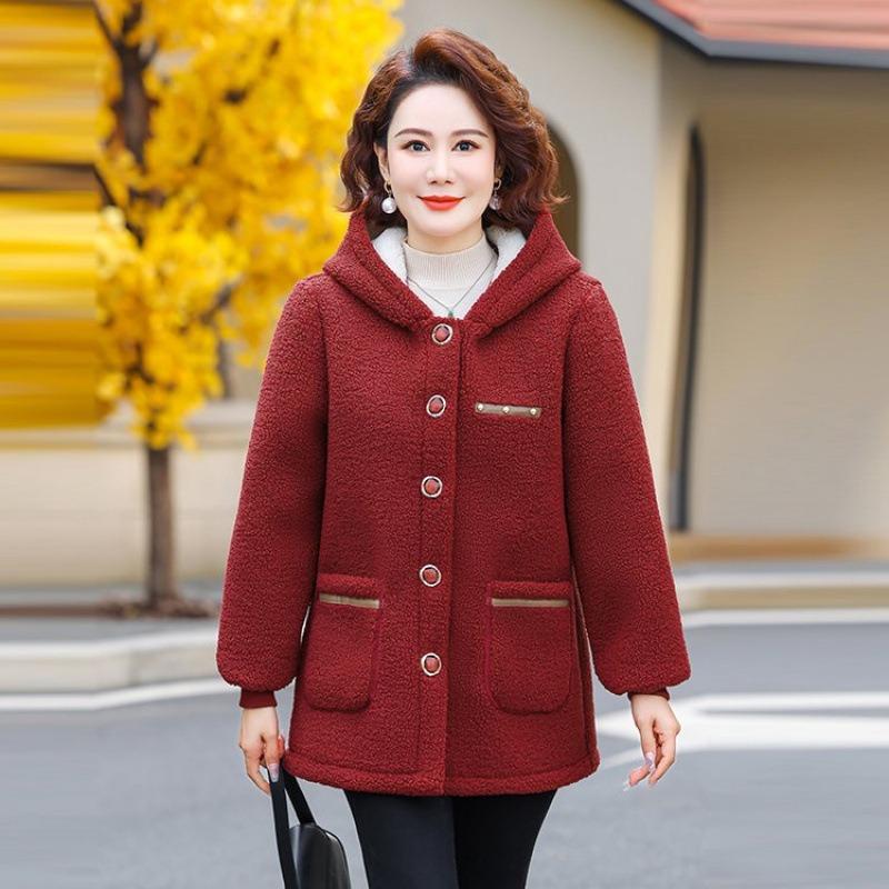 Autumn and Winter Models Fleece Thickened Lamb Fleece Jacket Loose Women's Clothing Large Size Warm Cotton-padded Clothes Women