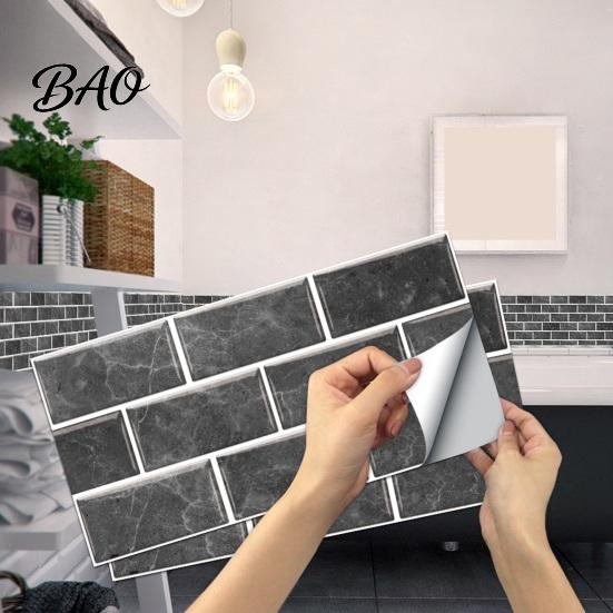 Waterproof Kitchen Backsplash Tiles 6Pcs Vintage Faux Stone Self?Adhesive Wall Tiles, Oil?Proof Moisture-proof Stickers for Bathroom Sticker, Peel