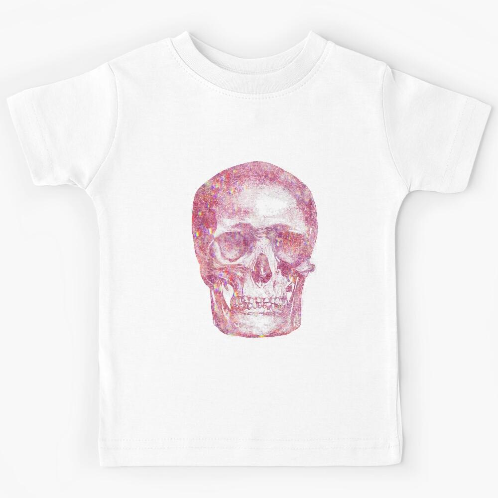Pink holographic skull art. Kids T-Shirt 100