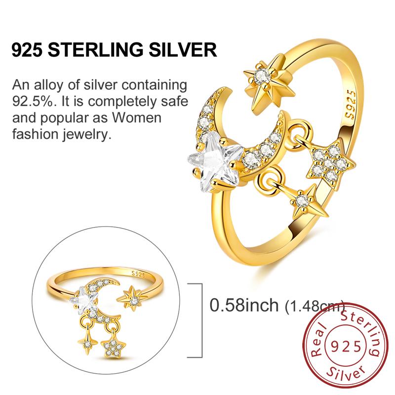 Rings 925 Silver Dragon Star Moon Blue Eyes Firefly Rings For Women Man Wedding Engagement Part Fashion Jewelry Gift