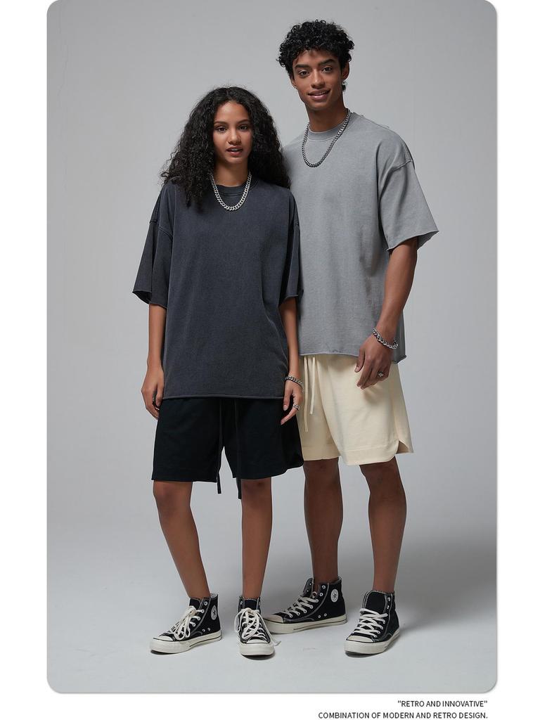 ARTIE Men's 2024 Spring/Summer Vintage Washed Curled Short-Sleeve T-Shirt - American Street Style.