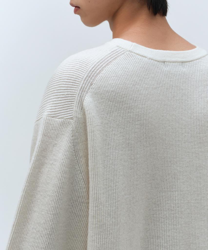 MUSINSA STANDARD [Victoria Wool] Minimal Ribbed Crew Neck Knit [Cream]