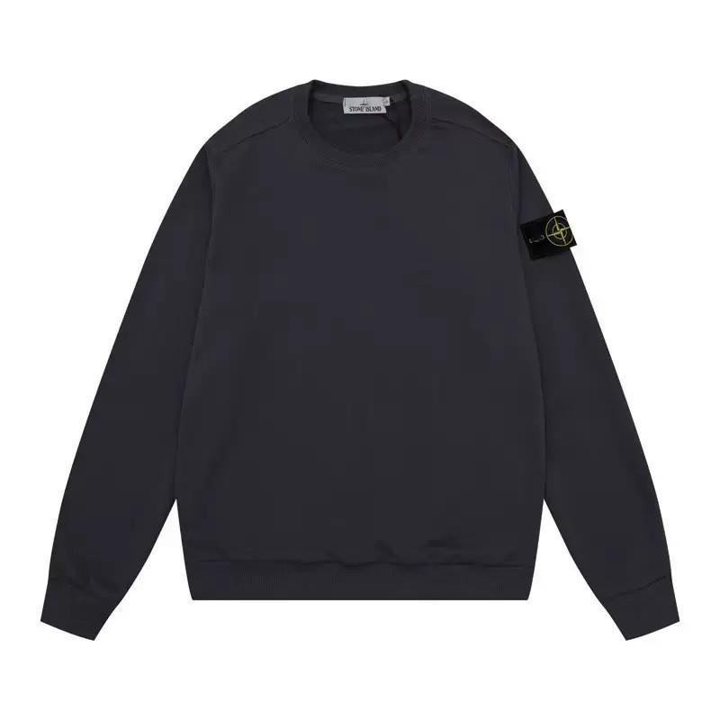 Classic Stone Island Solid Color Crewneck Sweatshirt Badge Long Sleeve Loose Fit Couples