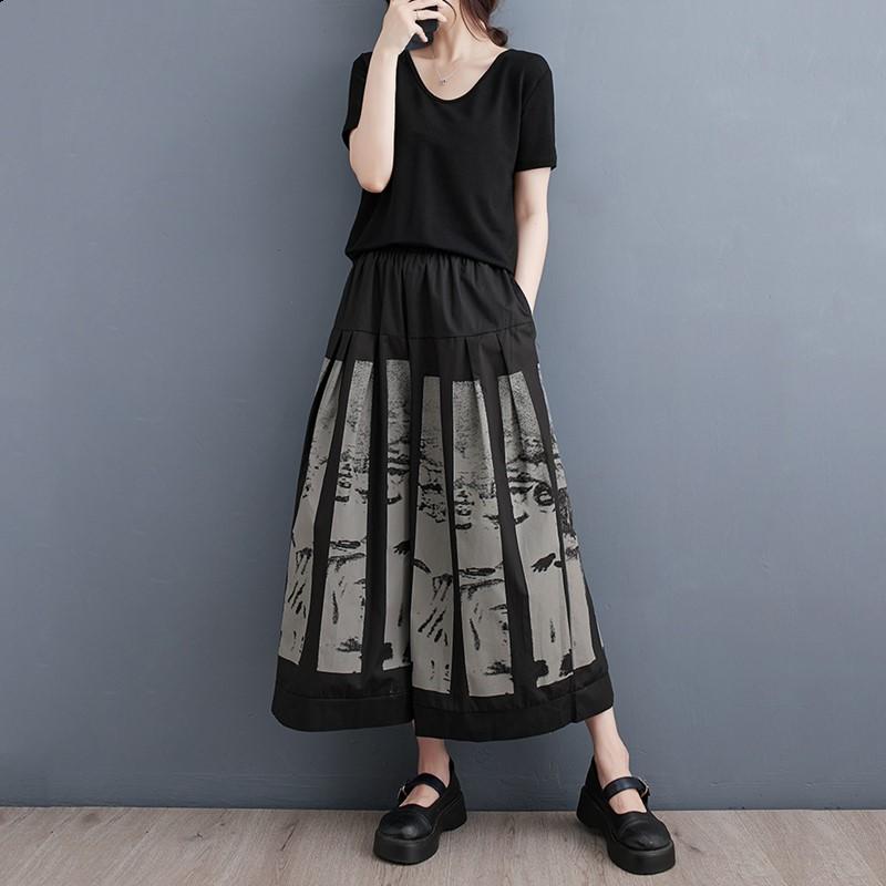 Negru supradimensionat cu talie înaltă vintage Pantaloni largi de vară cu picioare largi pentru femei Pantaloni