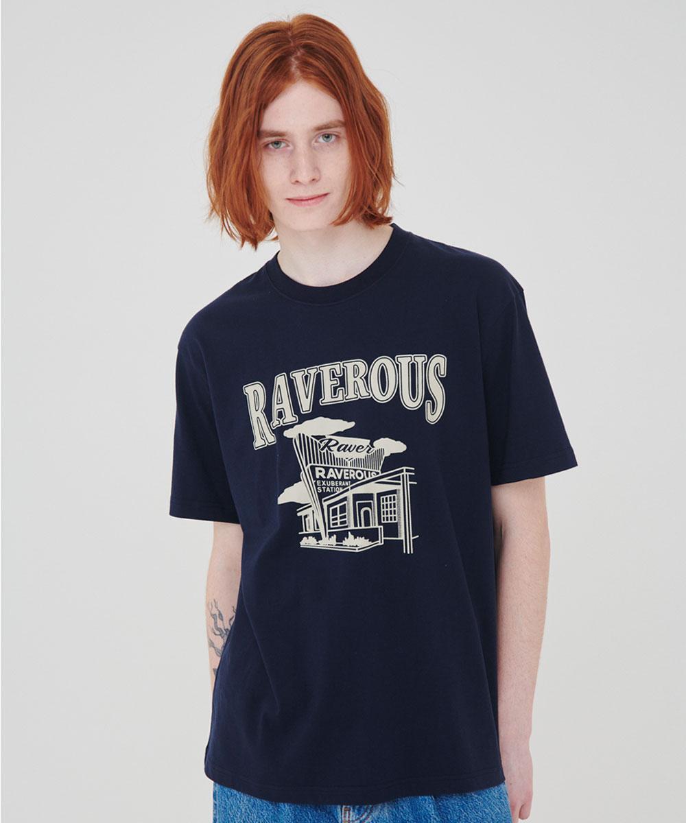 Raverous Service Station T-Shirt Navy 1