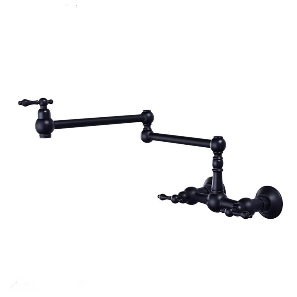 Brushed Gold Pot Filler Tap Black Foldable Kitchen Faucet Hot & Cold Nickel Sink Tap Rotate Folding Spout Wall Mounted Brass