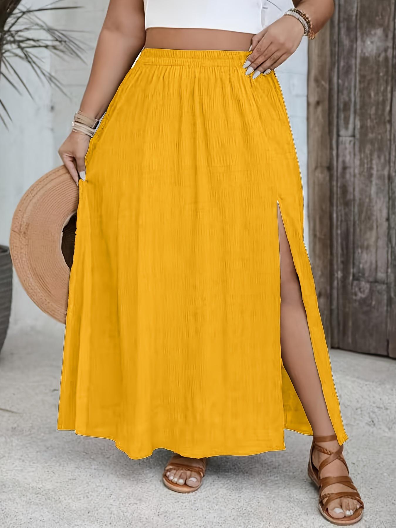 

Elegant Women s Solid Color Holiday Skirt - Versatile Casual Fashion 4XL оранжевый