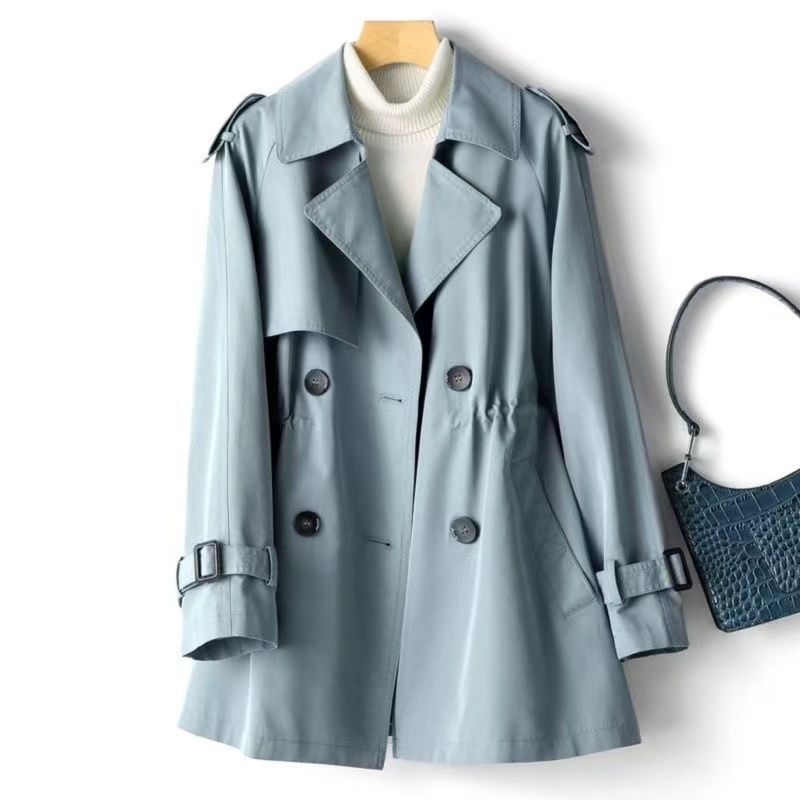 Trench da Donna Autunno Coreano Doppiopetto All-Match Casual Ampio Antivento Femminile Capospalla Soprabito Signora