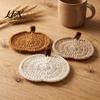 Crochet Pumpkin Cushion Handmade Coasters, Soft Polyester Coffee Mats, Heat Resistant Drink Mats Autumn Themed Farmhouse Dining Accessories