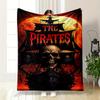 Pirate Ship with Skull Design Printed Flannel Blanket for Bedroom, Living Room, Sofa, and Nap