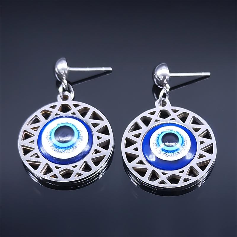 Fashion Turkish Blue Eye Pendant Necklace Stainless Steel Silver Color Blue Lucky Eyes Necklaces Gift Jewelry Collier N8023S01
