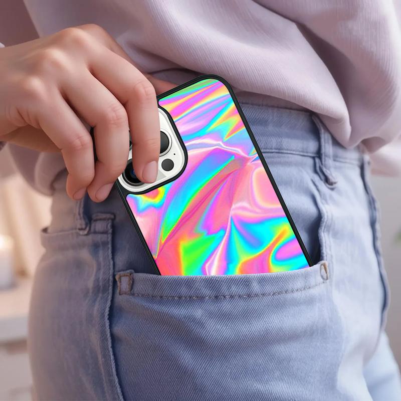 Holographic Iridescent Phone Case For iPhone 17 Air 15 16e 14 13 Pro Max Coque 12 11 Pro Max PLUS cover