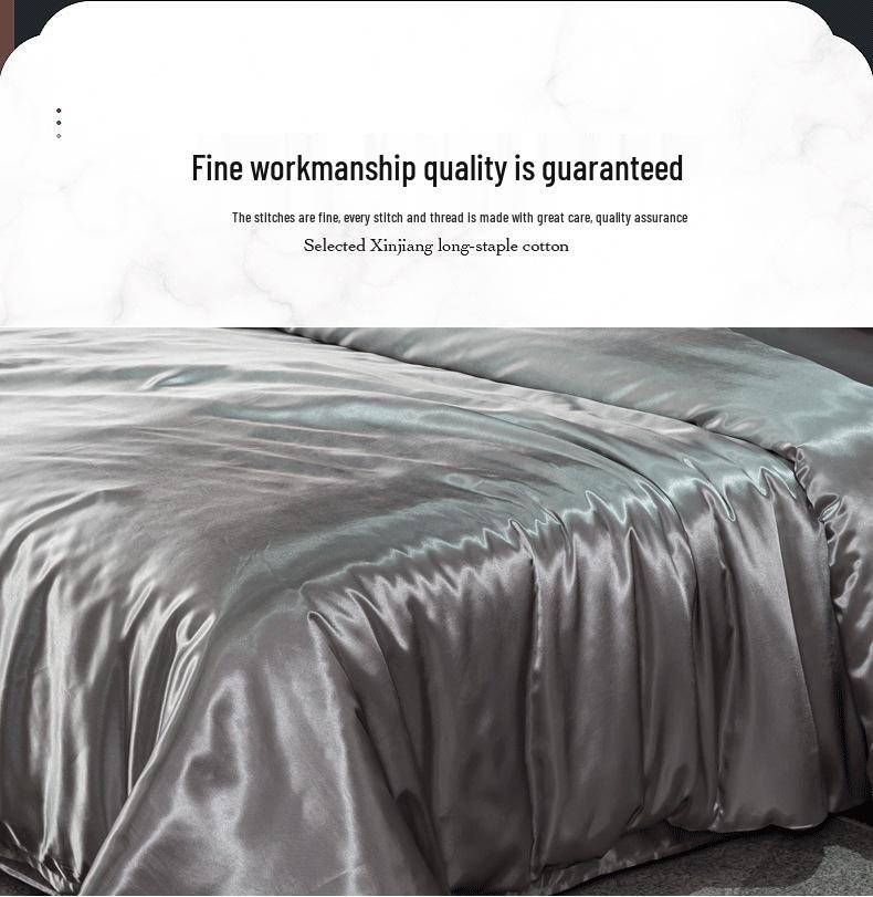 Pure Color Imitation Silk Bedding Set - Silky, Washable Four-Piece Sleep Set
