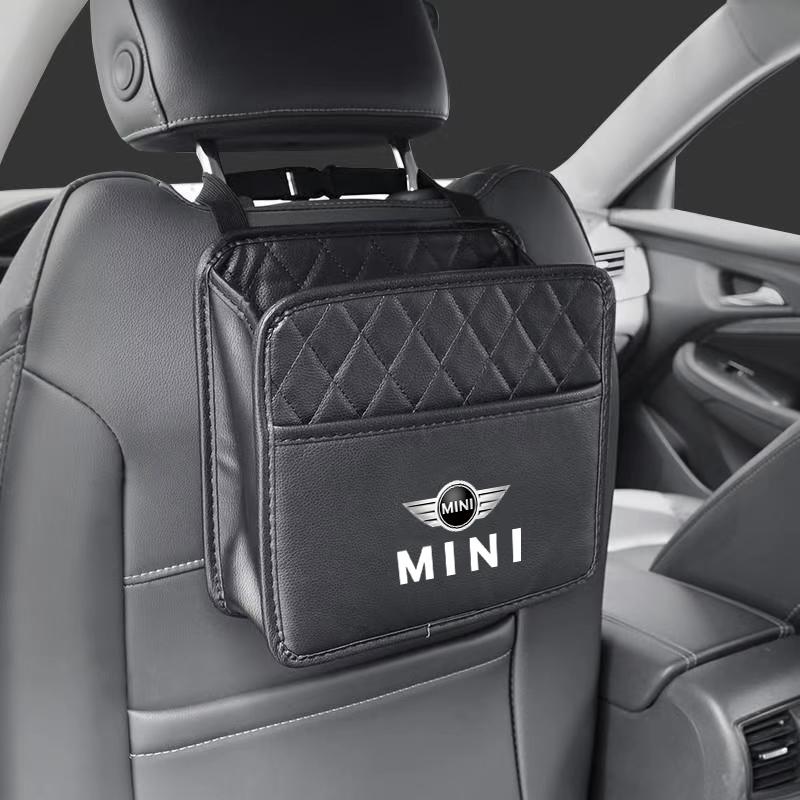 Leather Car Seat Storage Bag Garbage Box Hanging Case Organizing Tools For Mini Cooper One JCW F54 F55 F56 F57 F60 R50 R52 R55