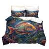 Colorful Fish 3D Digital Printing Polyester Quilt Cover Two Or Three Pieces Can Be