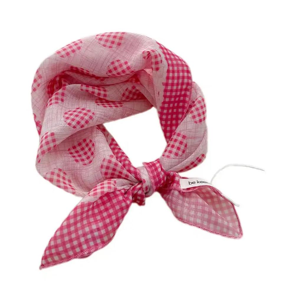 Women's Silk Scarf Fresh Breathable Soft Artistic Decorative Small Silk Scarf Retro Versatile Floral Cotton Linen Square Scarf