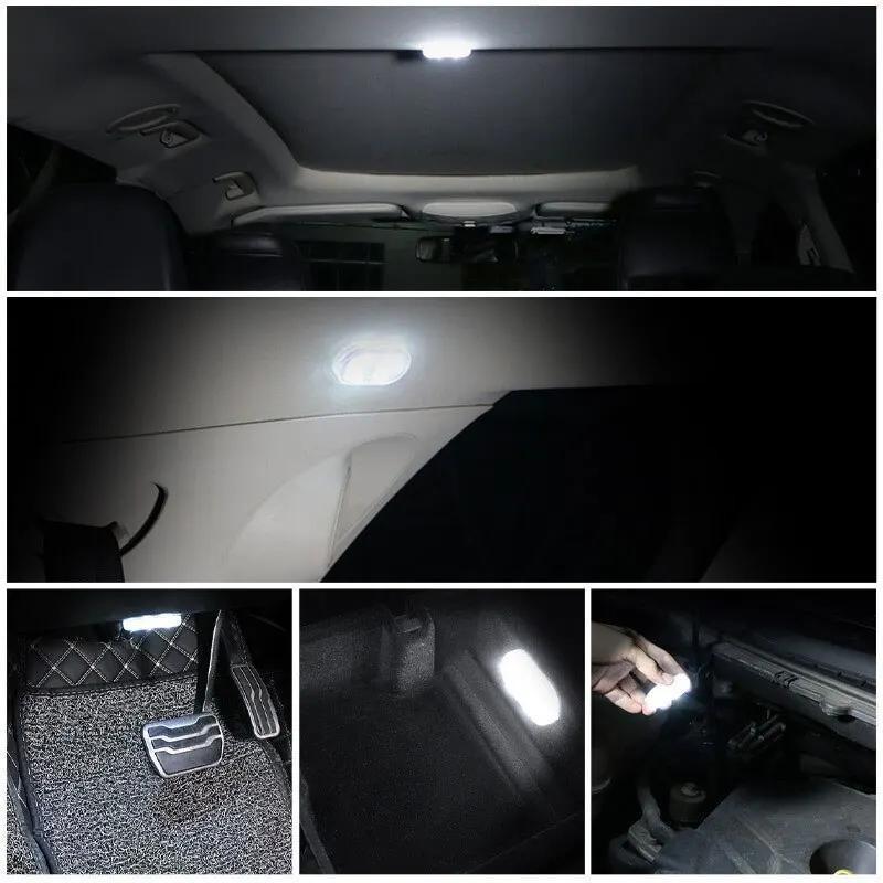 Lumină LED compactă reîncărcabilă USB pentru mașină cu activare magnetică la atingere și iluminare multicoloră