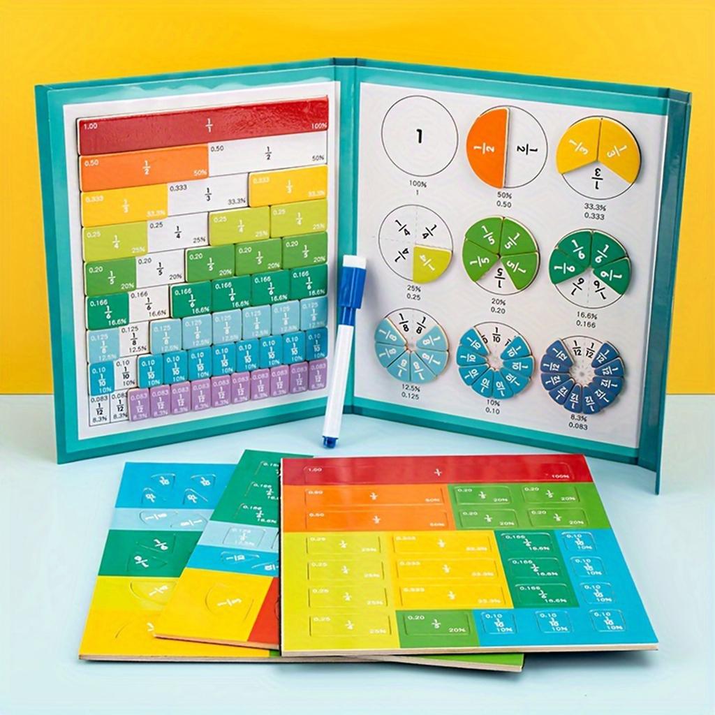 Children's Magnetic Fraction Teaching Aids Fraction Strip Puzzle, Educational Puzzle Math Teaching Aids Teaching Tools,Erasable Watercolor Pen 5ml