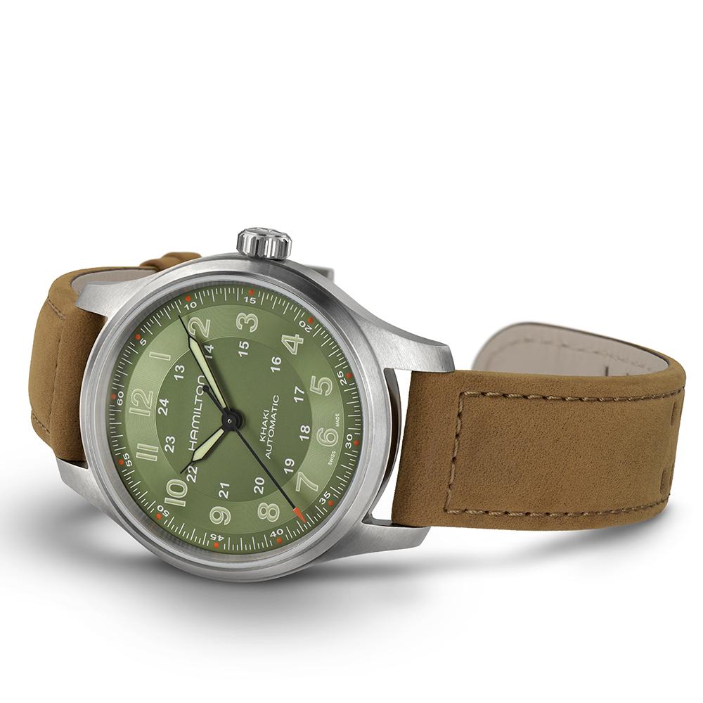 [Hamilton] H70545560 Khaki Field Titanium Auto 42MM Green Leather Men's Watch