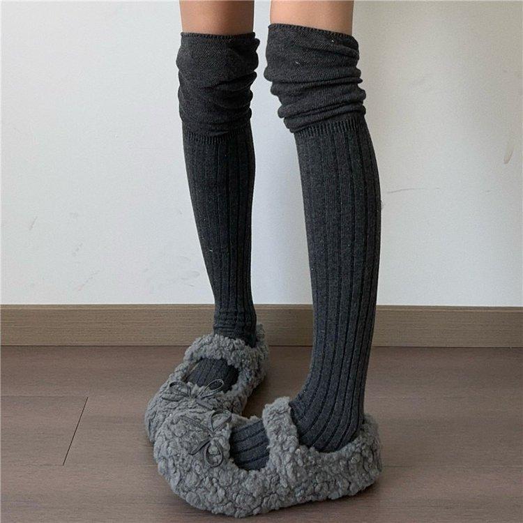 French velvet thick-soled Mary Jane fluffy shoes for winter wear with skirts, thickened thermal cotton shoes