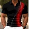 3D Printed Color Polo Shirt Texture Pattern Short Sleeve Summer Street Lapel T-shirt Loose Buttons