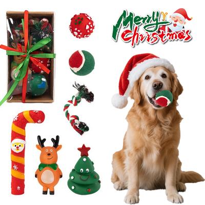 Hund Julklappsbox Husdjur Julstrumpa Fyllning Tålig Interaktiv Rolig Hundleksak Assortimentspaket Säkra Gummituggleksaker