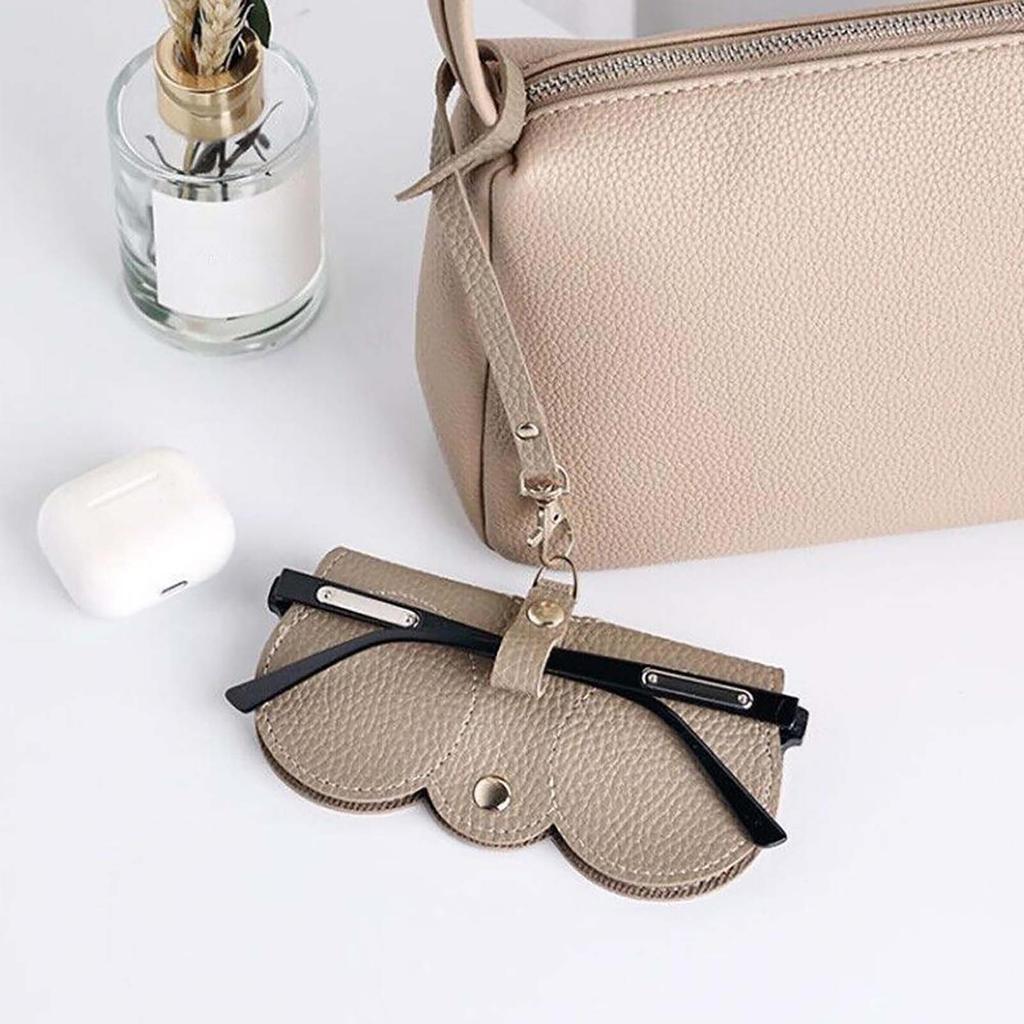 Sunglasses Leather Storage Bag with Wrist Strap Sunglasses Cases for Carrying Glasses Coins Keys