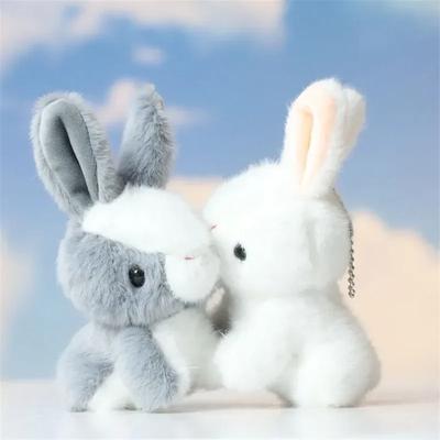 Pendentif Peluche Lapin Imitation Belle Poupée Blanche Porte-clés Sac à Dos Cadeau Fille Mignon Porte-clés