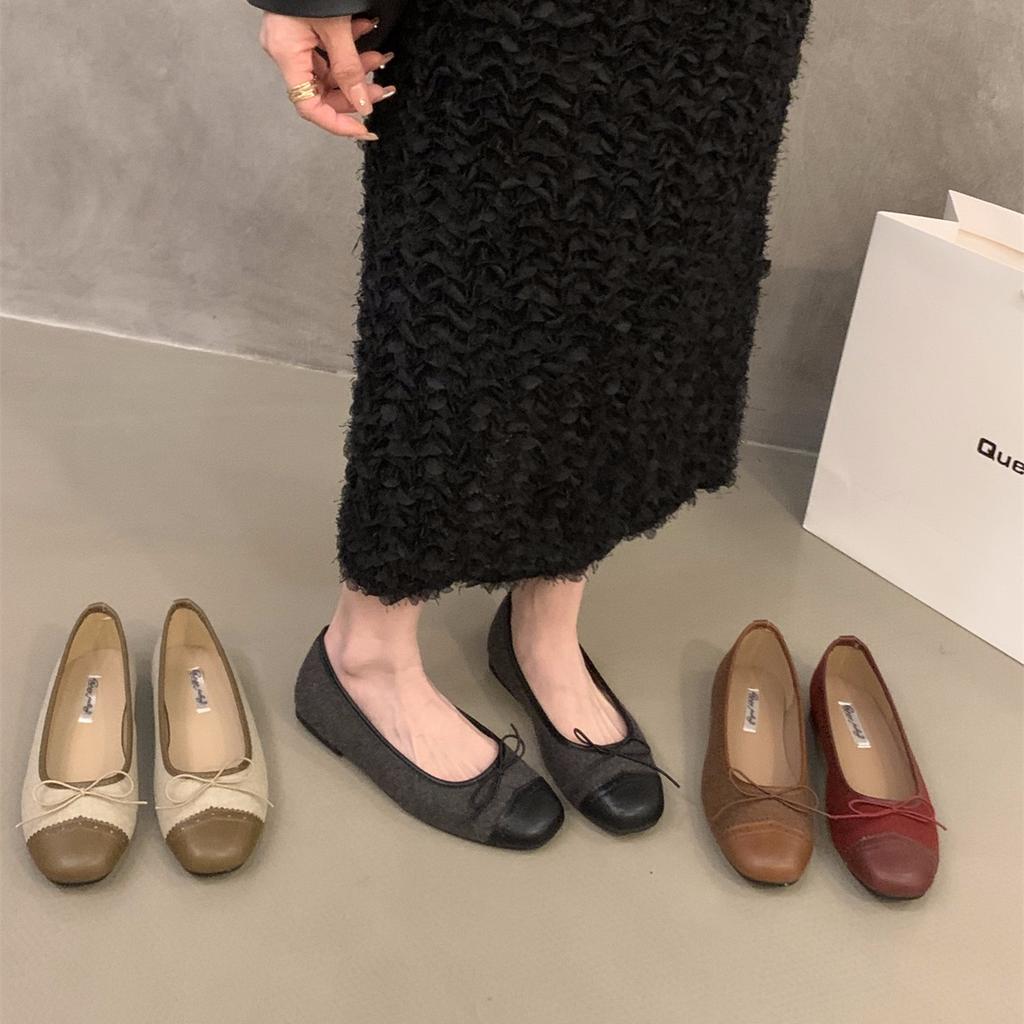 Fashion Bailamos 2025 Women Flats Ballet Shoes Square Toe Moccasins Thick Heel Flat Ballerina Shallow Shoes Casual Outdoor Slip On Flat