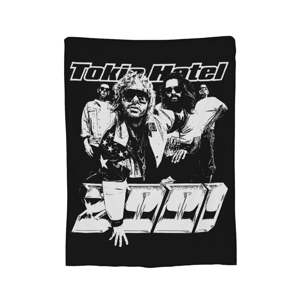 Coperta di Flanella Zimmer 483 Tokio Hotel Banda Rock Tour Moda Plaid per Letto Divano Divano 150*125cm Peluche Trapunta Sottile,