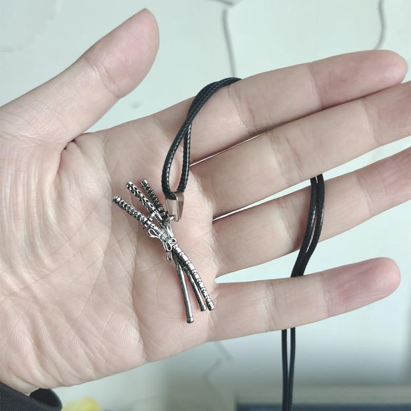 One Piece Zoro Three Swords Anime Pendant Necklace for Men and Women - Onikiri Cosplay Style Trendy Accessory